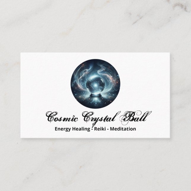Tarjeta De Visita Crystal ball Energy Reiki Meditación (Anverso)