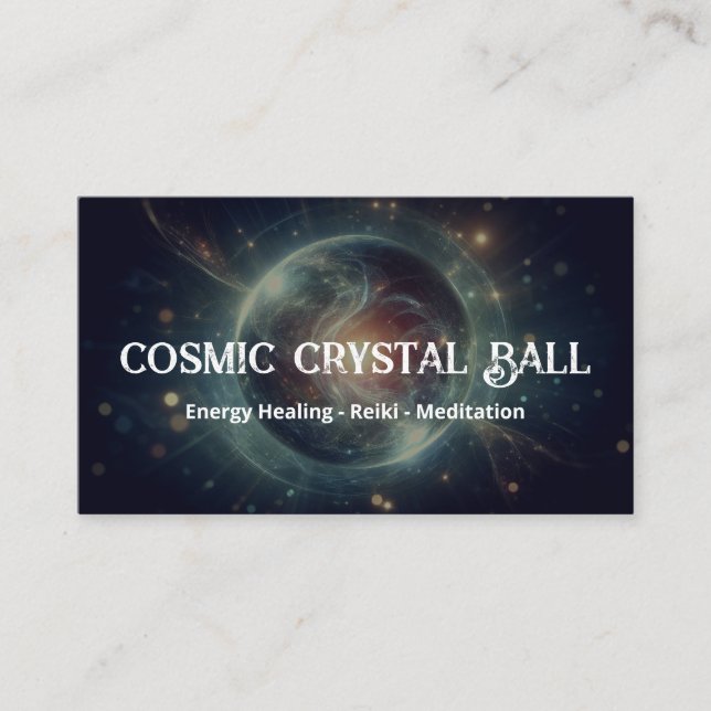 Tarjeta De Visita Crystal Ball Psychic Medio Tarot Reader Negro (Anverso)