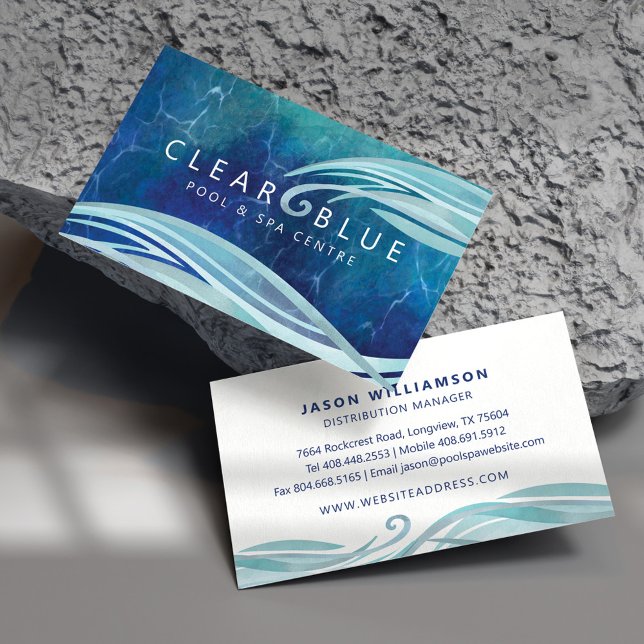 Tarjeta De Visita Crystal Blue Water Ripple & Waves Pool & Spa (Subido por el creador)