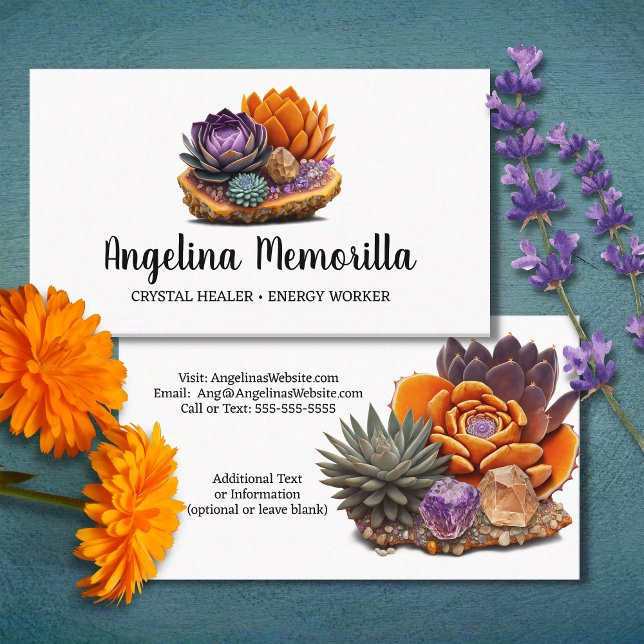 Tarjeta De Visita Crystal Healer Energy Worker suculta cristales (Subido por el creador)