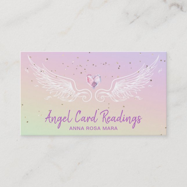 Tarjeta De Visita *~* Crystal Heart Wings Starry Night Sky (Anverso)