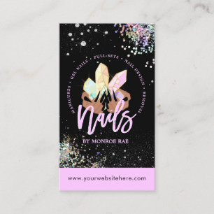 Tarjeta De Visita Crystal Nails Purpurina Holográfico Nail Tech Sal