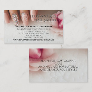 Tarjeta De Visita Crystal Rubor Moderno Elegante Manicure Nail Salon