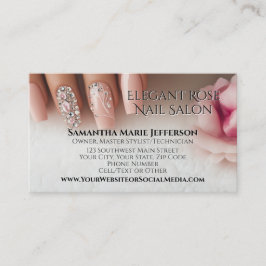 Tarjeta De Visita Crystal Rubor Moderno Elegante Manicure Nail Salon