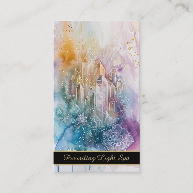 Tarjeta De Visita *~* Crystals AP90 Oro Arcoiris QR Drip Artsy (Anverso)