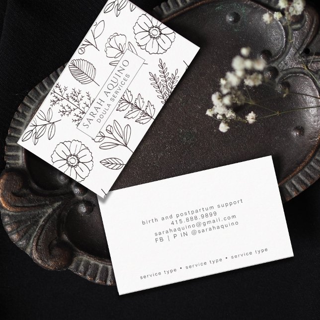 Tarjeta De Visita Cuaderno de Doodle Floral de mano Dibujado Doula E (Subido por el creador)