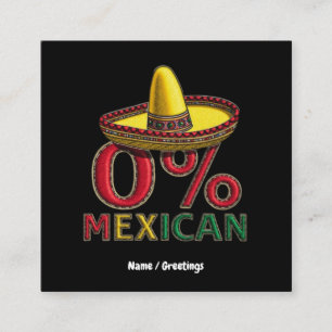 Tarjeta De Visita Cuadrada 0% Funny Mexicano Cinco De Mayo Hilarante