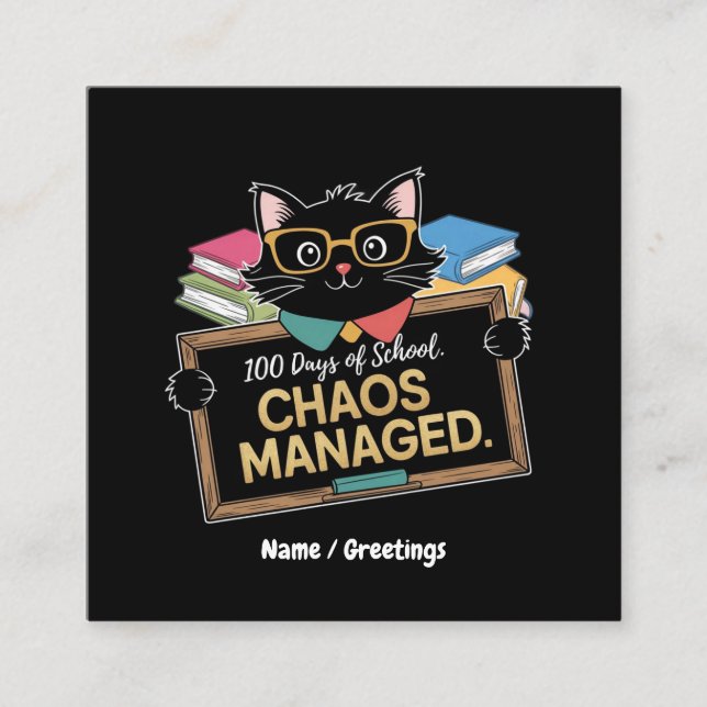Tarjeta De Visita Cuadrada 100 días de escuela cómo sobrevivió este divertido (Anverso)
