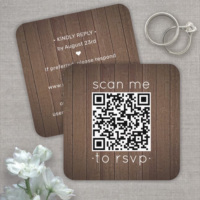 Tarjeta De Visita Cuadrada 100 Pack QR RSVP Boda Faux Faux (Subido por el creador)