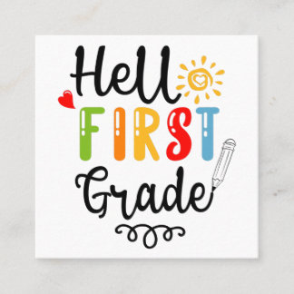 Tarjeta De Visita Cuadrada 1/2- Hola Camisa de primer grado, estudiante de pr