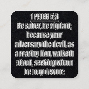 Tarjeta De Visita Cuadrada 1 Pedro 5:8 KJV Versículo de la Biblia