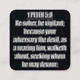 Tarjeta De Visita Cuadrada 1 Peter 5:8 KJV Biblia Verse