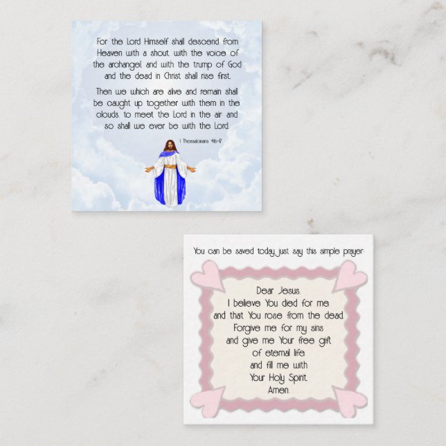 Tarjeta De Visita Cuadrada 1 Thessalonians 4:16-17 Card (Anverso / Reverso)