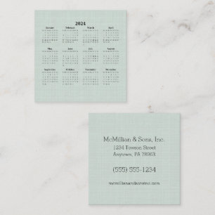 Tarjeta De Visita Cuadrada 2024 Calendario mensual Personalizado de línea ver