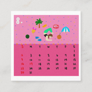 Tarjeta De Visita Cuadrada 2026 Cute Cartoon Yoga Poses Calendar, Health 