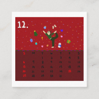 Tarjeta De Visita Cuadrada 2026 Cute Cartoon Yoga Poses Calendar, Health 
