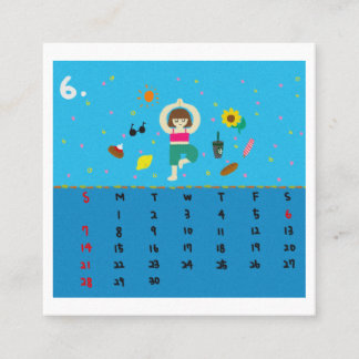 Tarjeta De Visita Cuadrada 2026 Cute Cartoon Yoga Poses Calendar, Health 