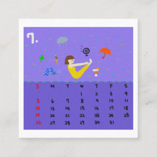 Tarjeta De Visita Cuadrada 2026 Cute Cartoon Yoga Poses Calendar, Health 
