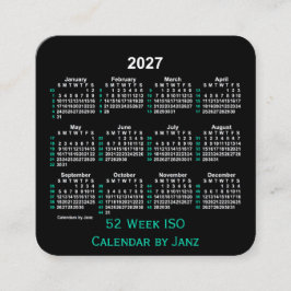 Tarjeta De Visita Cuadrada 2027 Neon 52 Week ISO Calendar by Janz