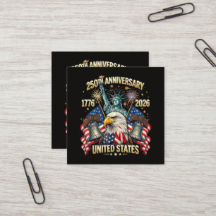 Tarjeta De Visita Cuadrada 250 años aniversario americano 1776-2026 bandera d