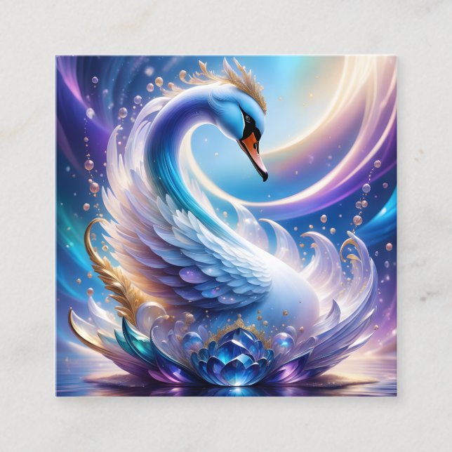 Tarjeta De Visita Cuadrada 3 quinquies Crystal Swan es una empresa de impresi (Anverso)