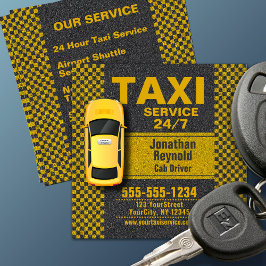 Tarjeta De Visita Cuadrada 3D Yellow Taxi 24/7 Service Cab Driver