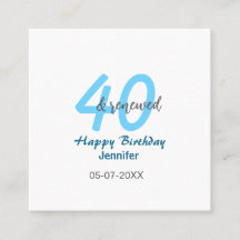 40th & renewed birthday name date blue bold number
