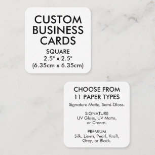 Tarjeta De Visita Cuadrada 50 x TARJETA CUADRADA 2.5" (6.35 cm) con Bordes Re