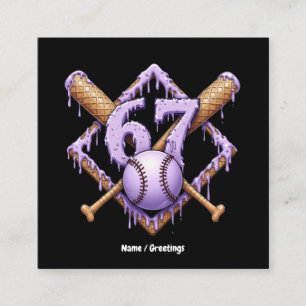 Tarjeta De Visita Cuadrada 67 Ice Cream Drip Béisbol Meme Gracioso Retro Spor