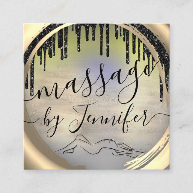 Tarjeta De Visita Cuadrada 6 Punches Masaje Spa Wellness Studio Único (Anverso)