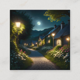 Tarjeta De Visita Cuadrada A medida que el sol se pone, el paisaje se convier