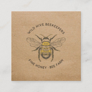 Tarjeta De Visita Cuadrada Abeja de Miel Vintage Apicultor Pequeña Empresa