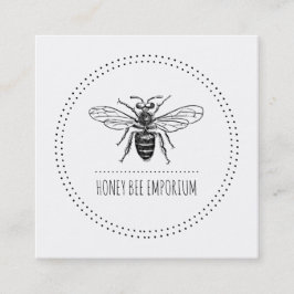Tarjeta De Visita Cuadrada Abeja dibujada a mano en círculo