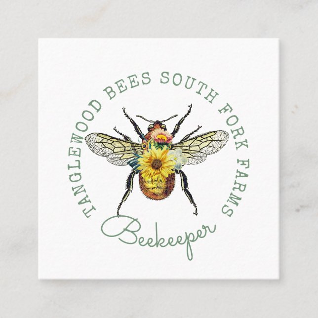 Tarjeta De Visita Cuadrada Abeja dorada (Anverso)