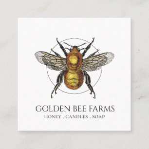 Tarjeta De Visita Cuadrada Abeja dorada Granjas Apiar Abeja
