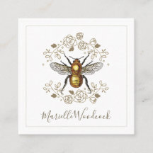 Abeja Dorada Y Laurel Floral Rosa