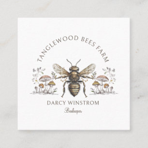 Tarjeta De Visita Cuadrada Abeja Melífera Dibujada a Mano Apicultor Apiario F