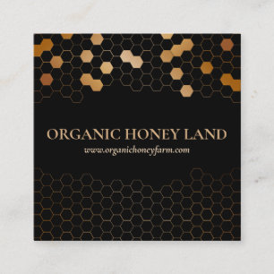Tarjeta De Visita Cuadrada Abeja Panal Apicultor Apiarista Oro