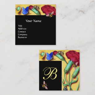 Tarjeta De Visita Cuadrada Abejas de abejas, MARIPOSAS, FLORES DE MUELLE