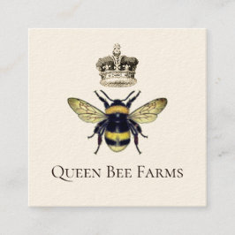 Tarjeta De Visita Cuadrada Abejas De La Granja De Abejas Y Miel De La Corona