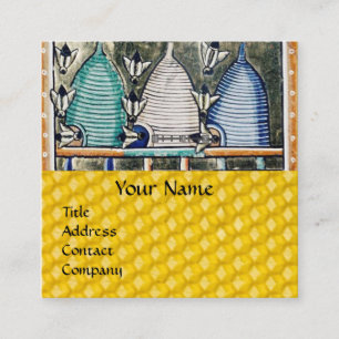 Tarjeta De Visita Cuadrada Abejas de la miel, BEE HIVES, Monograma del apicul