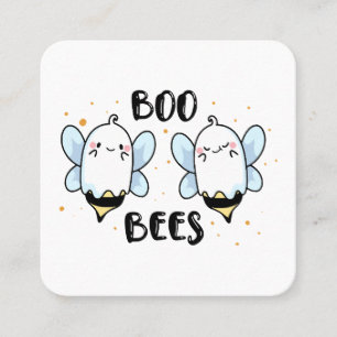 Tarjeta De Visita Cuadrada Abejas Fantasmas Lindas - Halloween Divertido en b