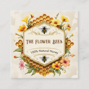 Tarjeta De Visita Cuadrada Abejas mieleras panal apicultor apiario amarillo r