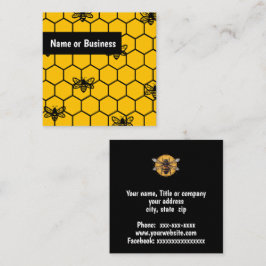 Tarjeta De Visita Cuadrada Abejas negras sobre el pepino amarillo