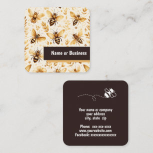 Tarjeta De Visita Cuadrada Abejas y hojas