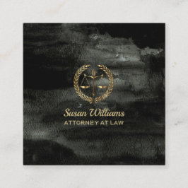 Tarjeta De Visita Cuadrada Abogado abogado aquarel negro y oro