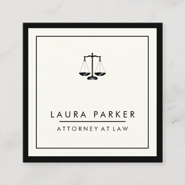 Tarjeta De Visita Cuadrada Abogado en Derecho Simple Profesional Elegante (Anverso)