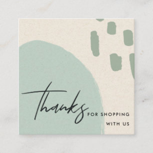 TARJETA DE VISITA CUADRADA ABSTRACT BLUE IVORY KRAFT SCANDI GRACIAS LOGO
