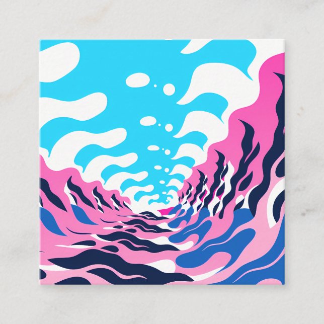 Tarjeta De Visita Cuadrada Abstract Dream Wave – Vibrant Surreal Flow (Anverso)