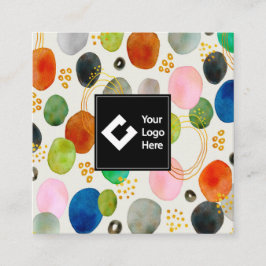 Tarjeta De Visita Cuadrada Abstract Pebble Gold Purpurina Art Business Card